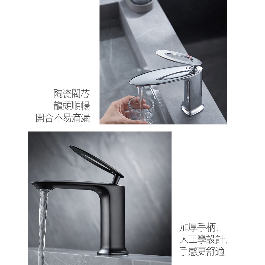 Contemporary High-Ranking Brass Body 304 Stainless Steel  Mixer Water  Bathroom Bssin Faucet 不鏽鋼浴室面盤冷热龍頭 全銅精鑄工藝陶瓷閥芯BB-5129