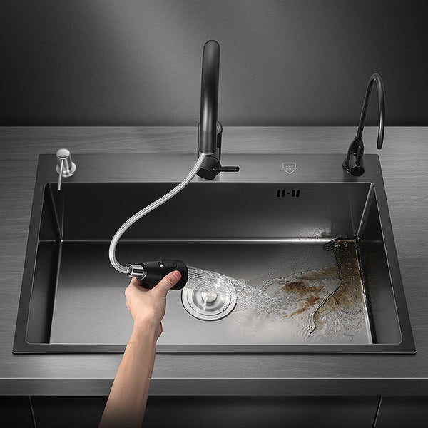 Bowl Round sink 304 Stainless Steel Undermount PVD nanotechnology kitchen Sink  （包龍頭）方形水槽 304不鏽鋼水槽 納米塗層 黑色 防污潔淨 單槽 鋅盤 櫥櫃專用 廚房五金