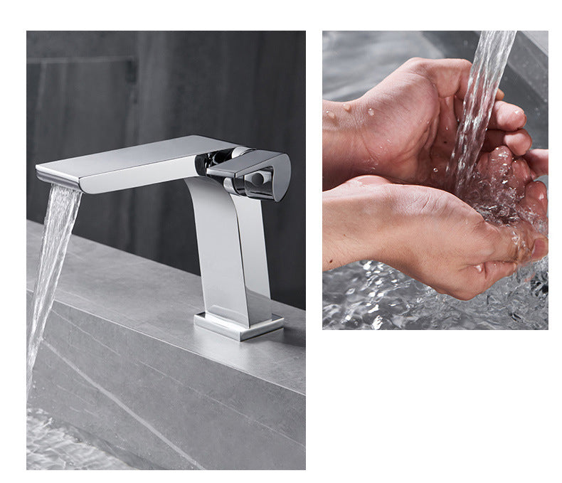 Contemporary High-Ranking Brass Body 304 Stainless Steel  Mixer Water  Bathroom Bssin Faucet 現代简约款不鏽鋼浴室面盤冷热龍頭 全銅精鑄工藝陶瓷閥芯 BB-5211