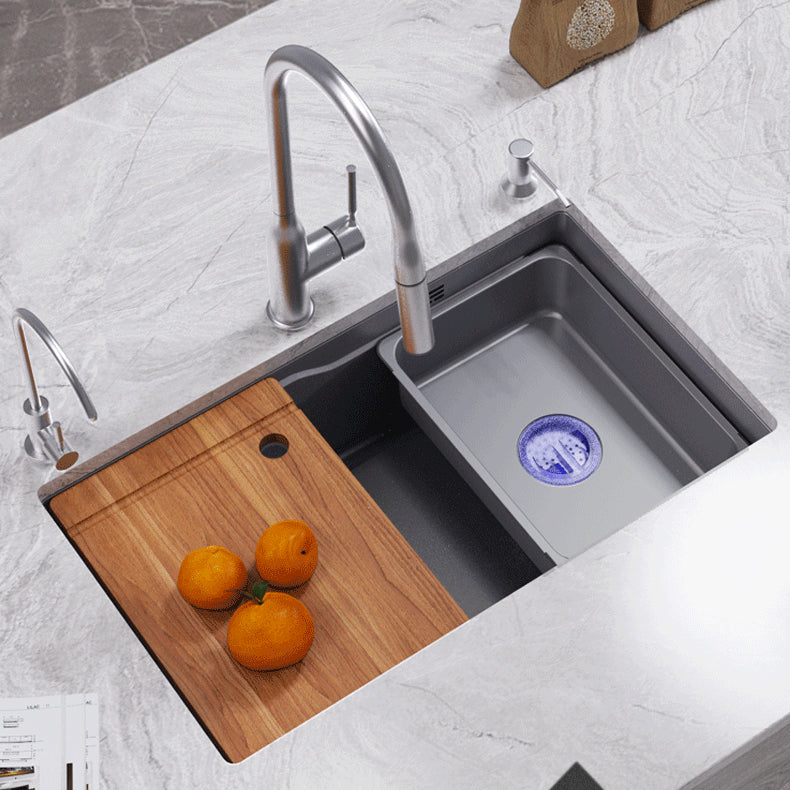 Bowl Round Sink 304 Stainless Steel Undermount PVD Nanotechnology Kitchen Sink  （包龍頭）方形水槽 304不鏽鋼水槽 納米塗層 灰色 防污潔淨 大單槽 鋅盤 櫥櫃專用 廚房五金OC-4