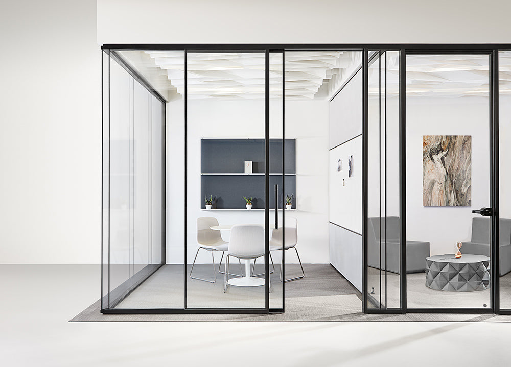 Aluminium Pocket Sliding Doors For Office Partition 暗藏推拉門 鋁合金框 雙層玻璃門 鋁木門 配套辦公室間房 包鎖具