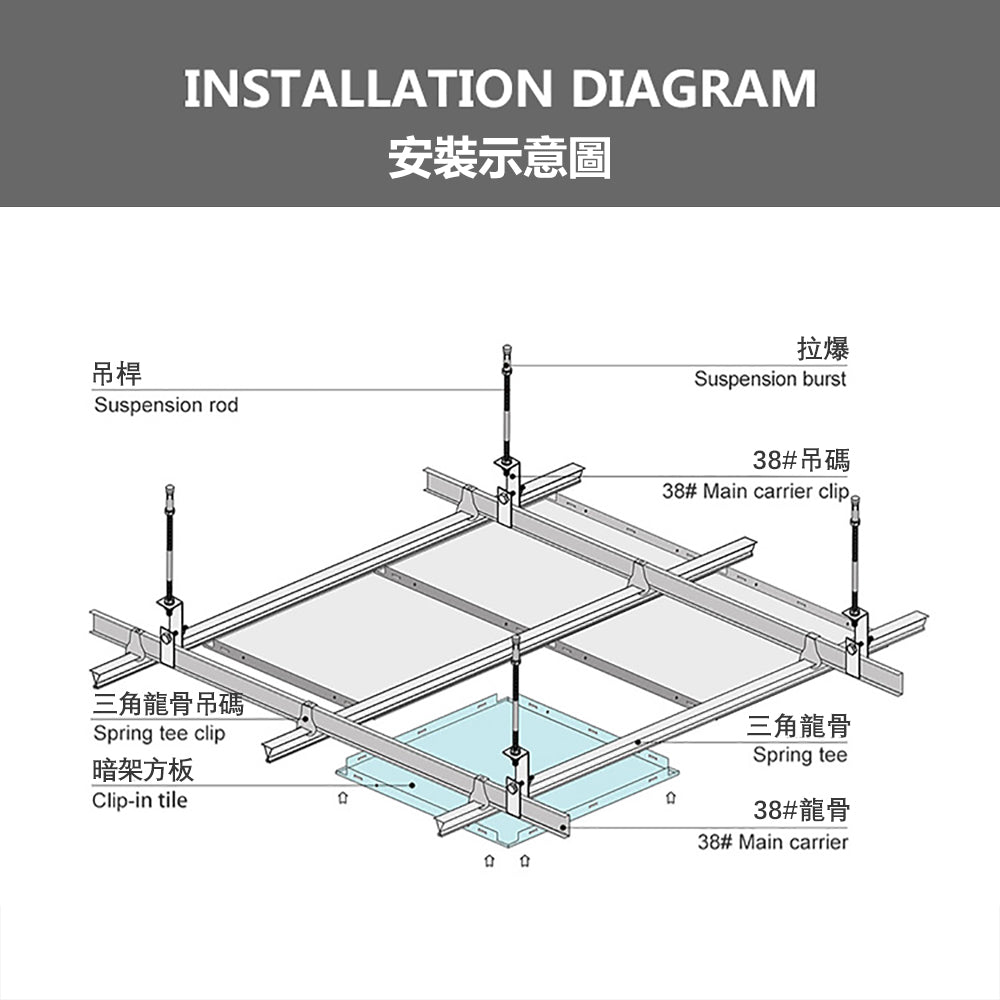 鋁合金辦公室天花 工程天花板 方形規格 600×600 office ceiling panels Ceiling Tiles