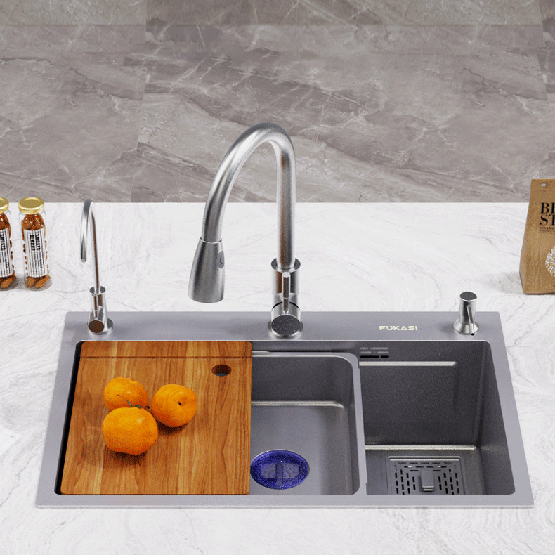 Bowl Round Sink 304 Stainless Steel Undermount PVD Nanotechnology Kitchen Sink  （包龍頭）方形水槽 304不鏽鋼水槽 納米塗層 灰色 防污潔淨 大單槽 鋅盤 櫥櫃專用 廚房五金OC-4