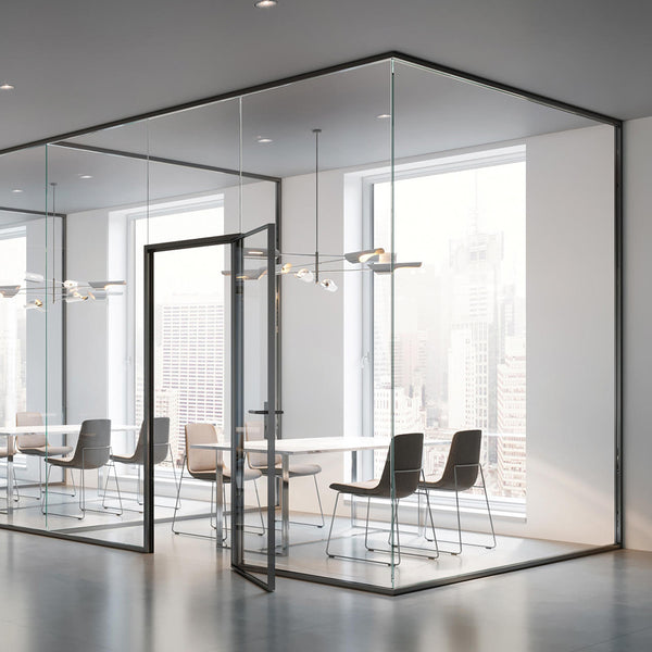 Office Aluminium Glass Wall Partitions 60mm 快裝款  辦公室間房 間墻 隔斷 鋁合金玻璃屏風 全景單玻款
