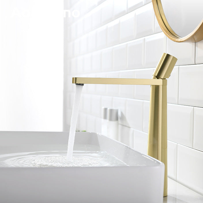 Contemporary High-Ranking Brass Body 304 Stainless Steel  Mixer Water  Bathroom Bssin Faucet 現代简约款不鏽鋼浴室面盤冷热龍頭 全銅精鑄工藝陶瓷閥芯BA-5118