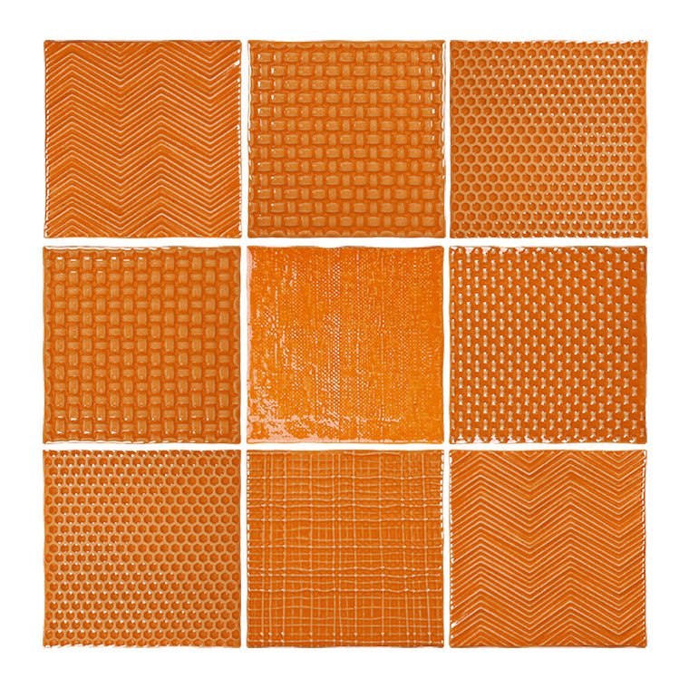 中國佛山瓷磚 China Foshan Basics 復古質感造型多彩亮光墻磚C.140-LC鮮橙14×14cm