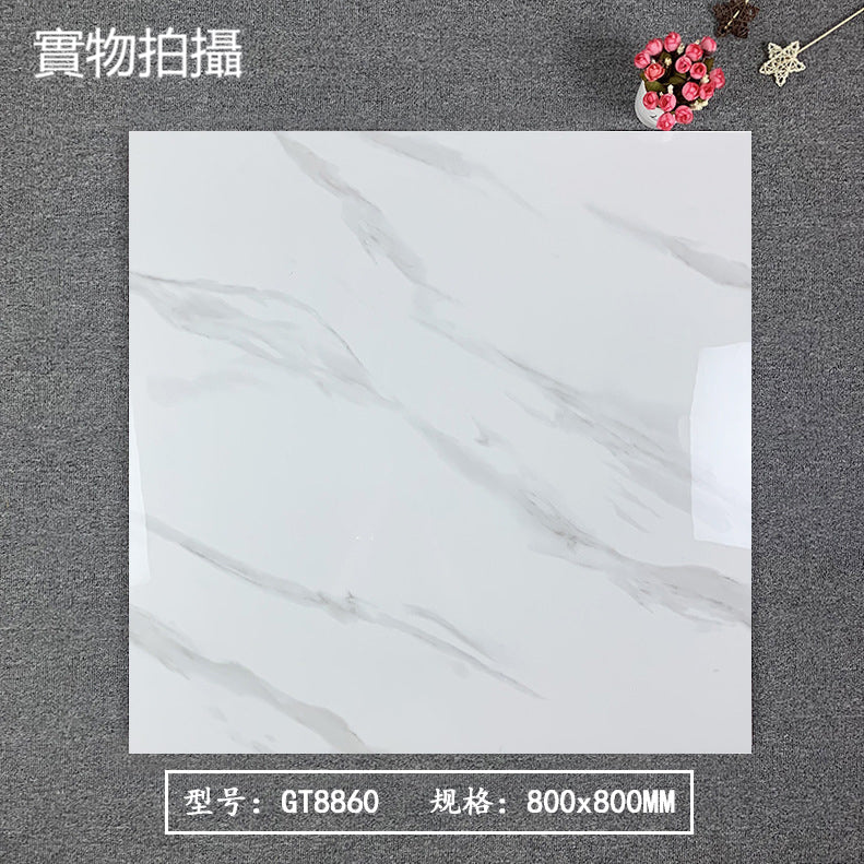 中國佛山瓷磚 China Foshan Marble Tiles Glossy 大理石瓷磚 連紋瓷磚 地磚 墻磚 釉面磚 亮光面 阿斯頓白GT8860 80×80cm