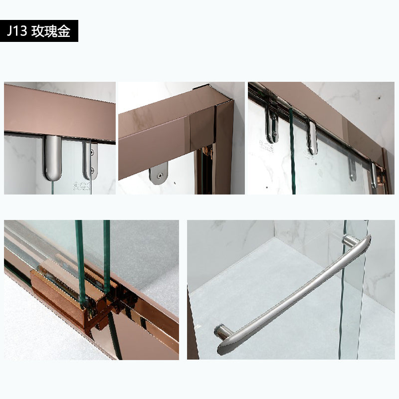 Bathroom Glass Sliding Doors Shower Screens 304Stainless Steel Tempered Glass  浴室屏風 浴屏 J11 J12 J13 J14 J15 一字型 淋浴房 乾濕分離 雙趟門 啞黑 銀色 玫瑰金 304不鏽鋼材質