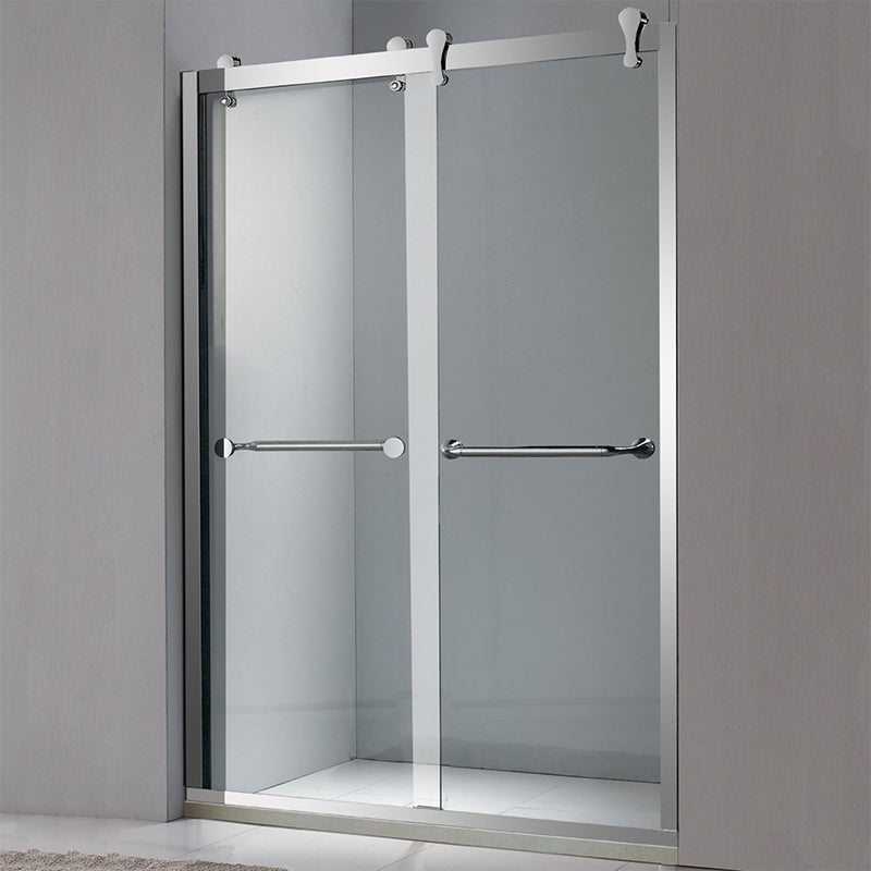 Bathroom Glass Sliding Doors Shower Screens 304Stainless Steel Tempered Glass  浴室屏風 浴屏 J6 一字型 淋浴房 乾濕分離 雙活動門 銀色 啞黑 304不鏽鋼材質