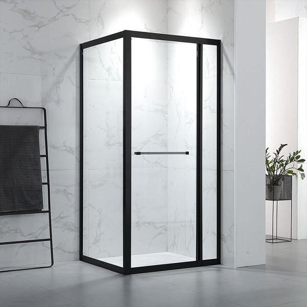 Bathroom Glass Sliding Doors Shower Screens 304Stainless Steel Tempered Glass  浴室屏風 浴屏 U62-1 L型 折疊門 慳空間 淋浴房 乾濕分離 啞黑 304不鏽鋼材質