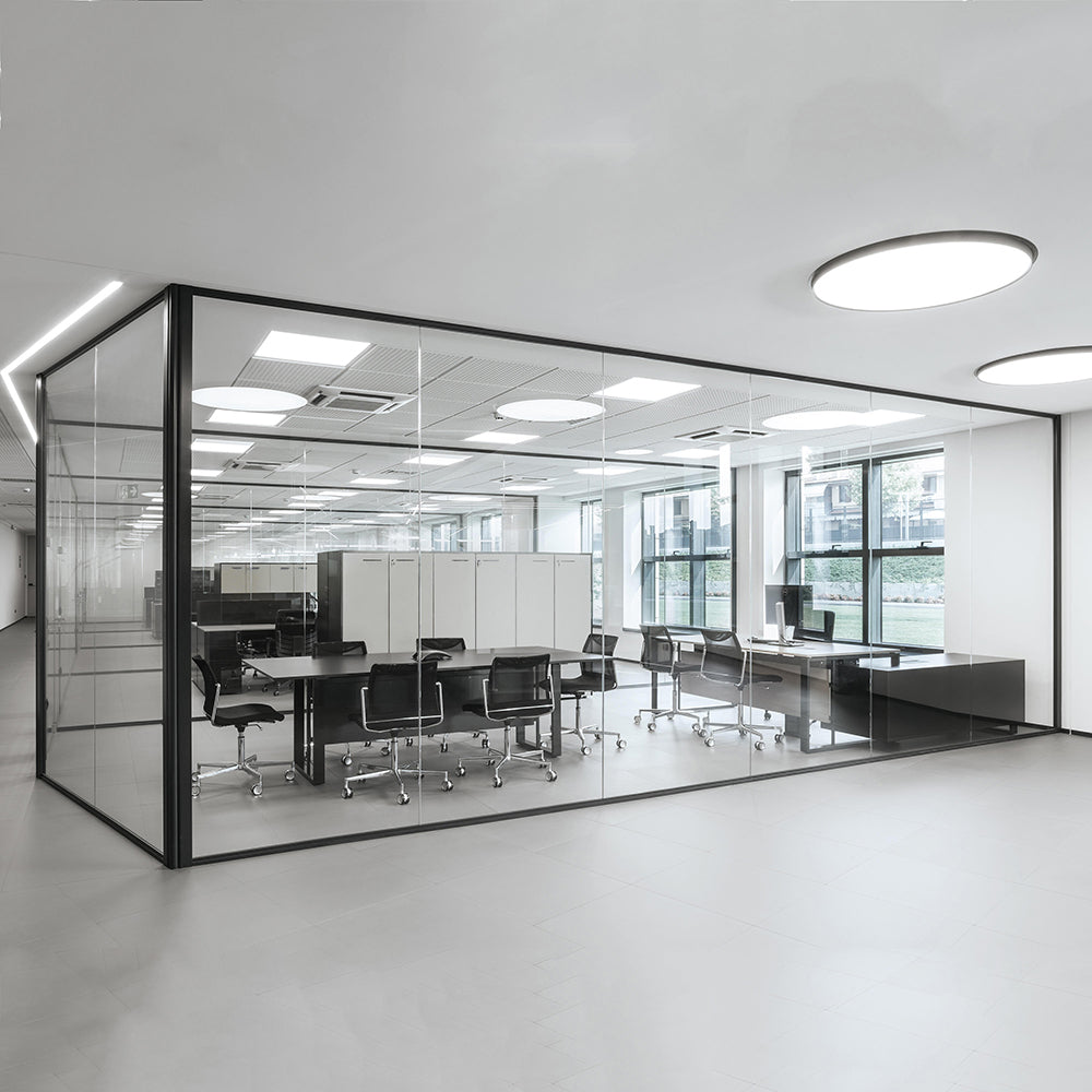 Office Aluminium Glass Wall Partitions 80mm 快裝款  辦公室間房 間墻 隔斷 鋁合金玻璃屏風 全景單玻款