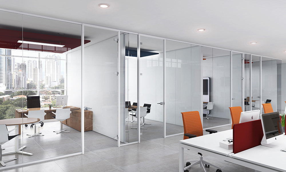 Office Aluminium Glass Wall Partitions 40mm 快裝款  辦公室間房 間墻 隔斷 鋁合金玻璃屏風 全景單玻款