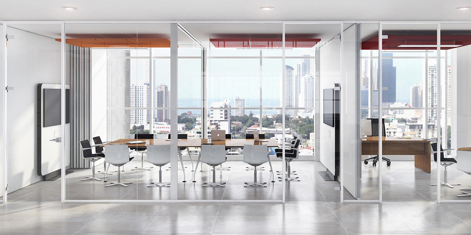 Office Aluminium Glass Wall Partitions 40mm 快裝款  辦公室間房 間墻 隔斷 鋁合金玻璃屏風 全景單玻款