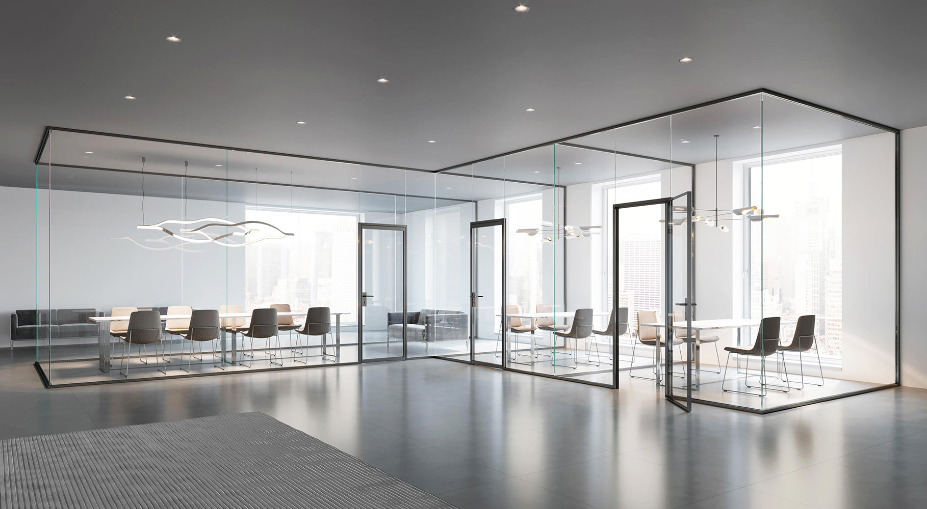 Office Aluminium Glass Wall Partitions 60mm 快裝款  辦公室間房 間墻 隔斷 鋁合金玻璃屏風 全景單玻款