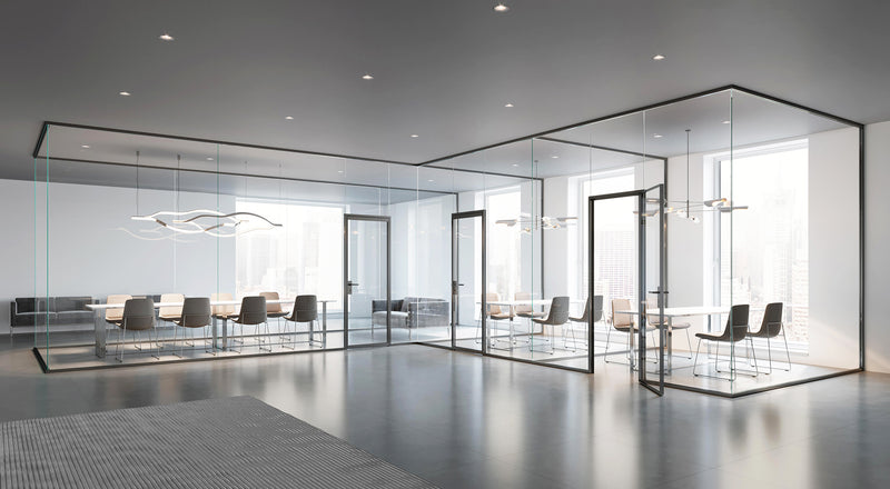 Office Aluminium Glass Wall Partitions 60mm 快裝款  辦公室間房 間墻 隔斷 鋁合金玻璃屏風 全景單玻款